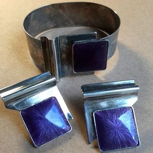 True silver 80' duo Bracelet and earrings